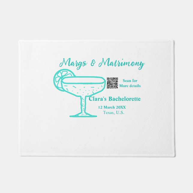 Felpudo Despedida de soltera Turquoise Margs & Matrimony  (Anverso)