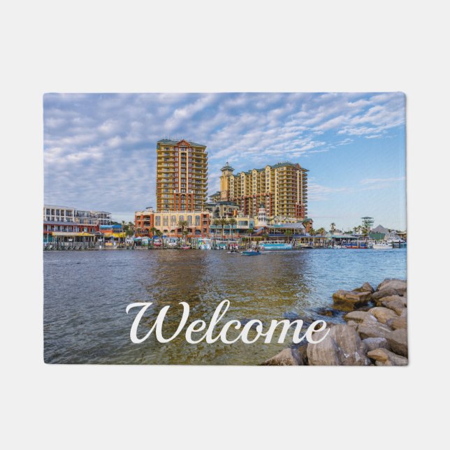 Felpudo Destin Harbour Boardwalk Bienvenida Doormat (Anverso)