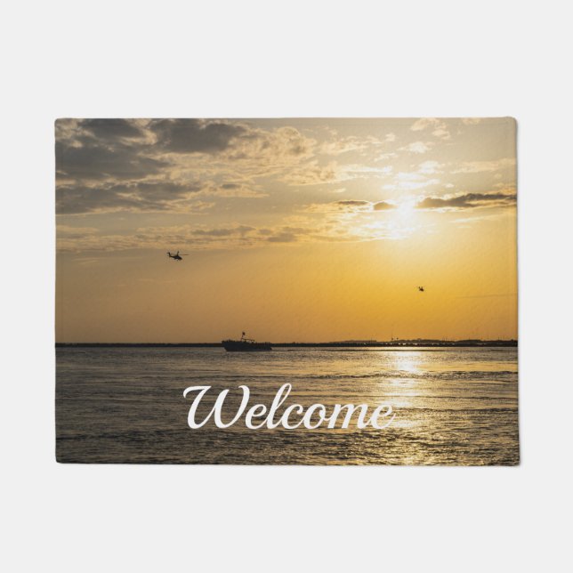 Felpudo Destin Sunset And Helicopters Welcome Doormat (Anverso)