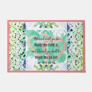 Felpudo Deuteronomio "bendecido" 28:6 encaje de fondo