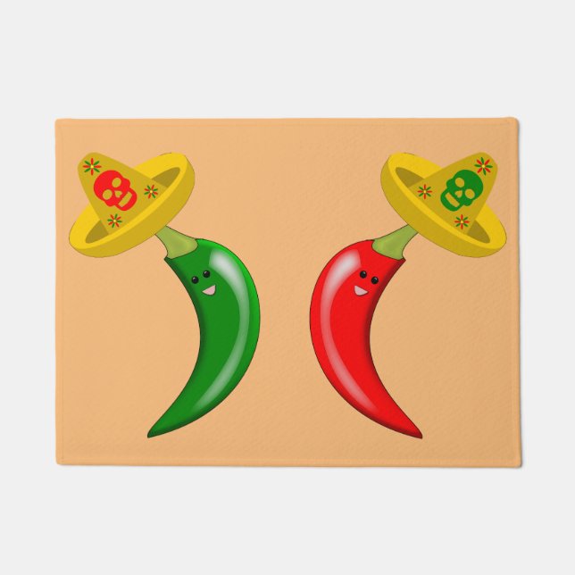 Felpudo Día de los Muertos Chilis Mexicanos (Anverso)