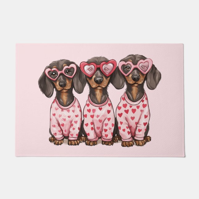 Felpudo Día de San Valentín Dachshund Dogs (Anverso)