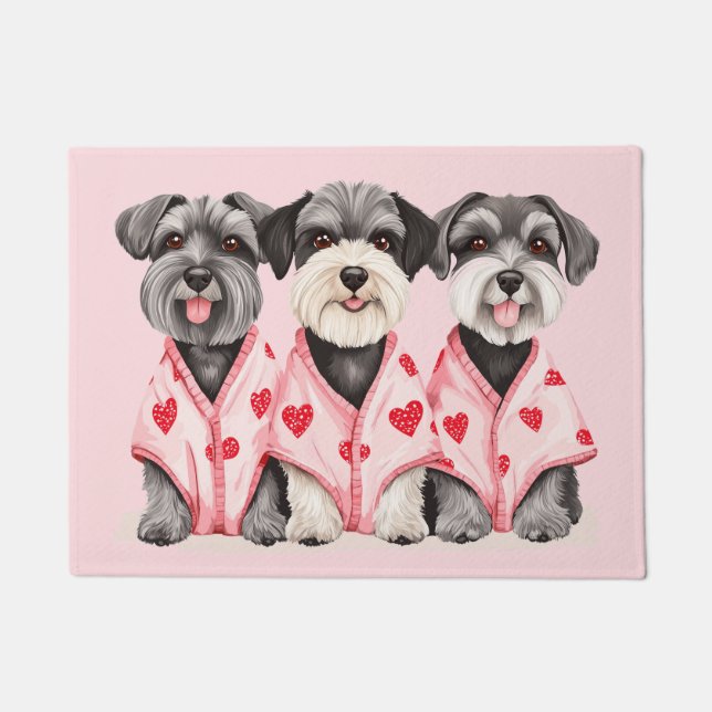 Felpudo Día de San Valentín Schnauzer Dogs (Anverso)