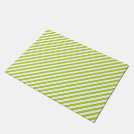 Felpudo Diagonal lime green and white stripes pattern