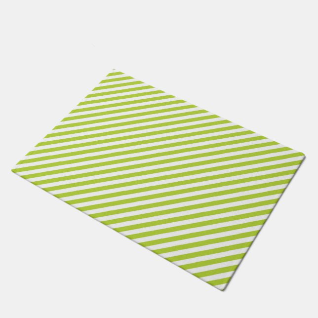 Felpudo Diagonal lime green and white stripes pattern (Angular)