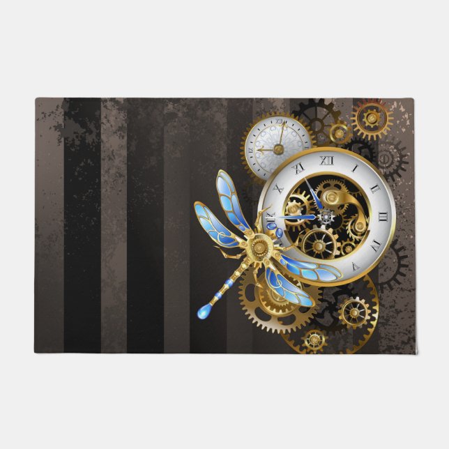 Felpudo Diales de Steampunk con libélula (Anverso)