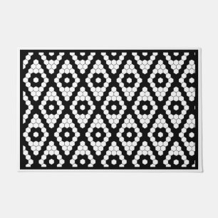 Felpudo Diamante Black and White Modern Faux Hex Tile