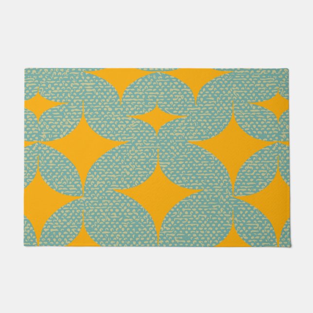 Felpudo Diamante Turquesa Moderno De Mediados Del Siglo (Anverso)