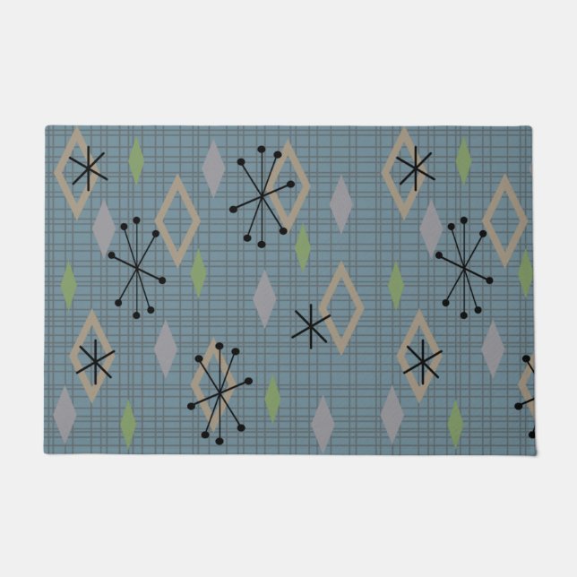 Felpudo Diamantes modernos de mediados de siglo pizarra gr (Anverso)