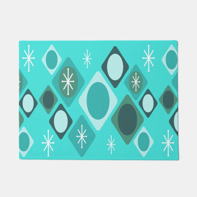 Felpudo Diamantes Ovalan Starburst Turquoise (Anverso)
