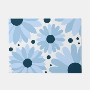 Felpudo Diásisis de estilo retro azul y puntos azules oscu
