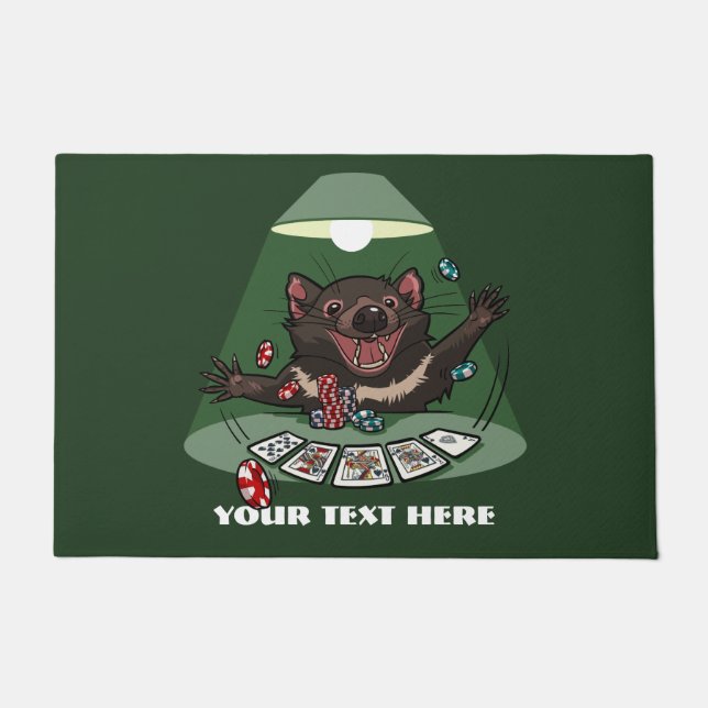 Felpudo Dibujo animado afortunado del póker de la escalera (Anverso)