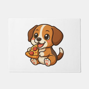 Felpudo Dibujo animado de beagle adorable amantes de pizza