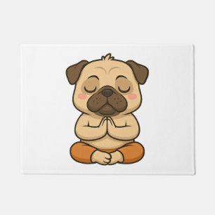 Felpudo Dibujo animado de relajación meditación yoga pug l