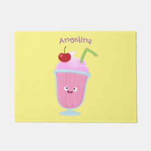 Felpudo Dibujo animado de un helado de fresa lindo
