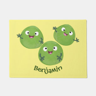 Felpudo Dibujo animado divertido de verduras de coles de B