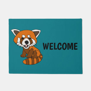 Felpudo Dibujo animado divertido lindo de la panda roja