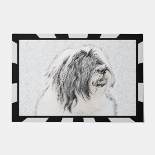 Felpudo Dibujo de color con barba - Arte de perro original