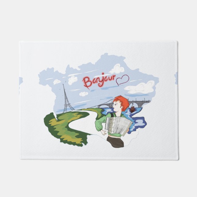 Felpudo Dibujo de Hola París (Anverso)