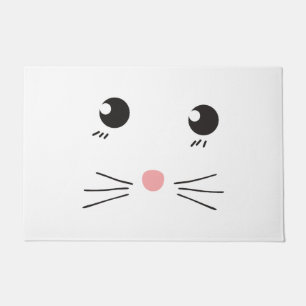 Felpudo Dibujo de línea de cara de gato