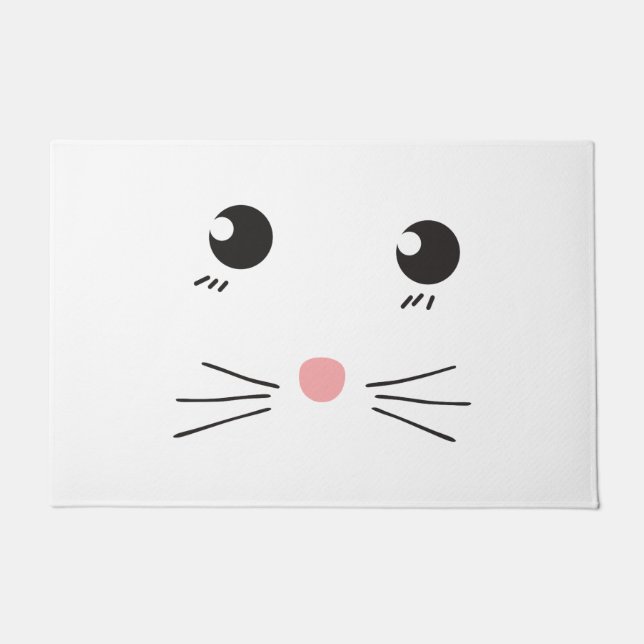 Felpudo Dibujo de línea de cara de gato (Anverso)
