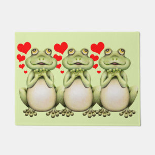 Felpudo Dibujo del amor de la rana