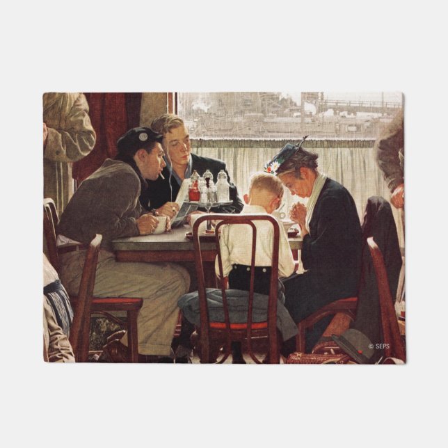 Felpudo Diciendo gracia por Norman Rockwell (Anverso)