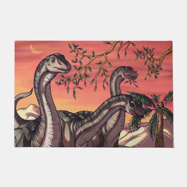 Felpudo Dinosaurios al anochecer (Anverso)