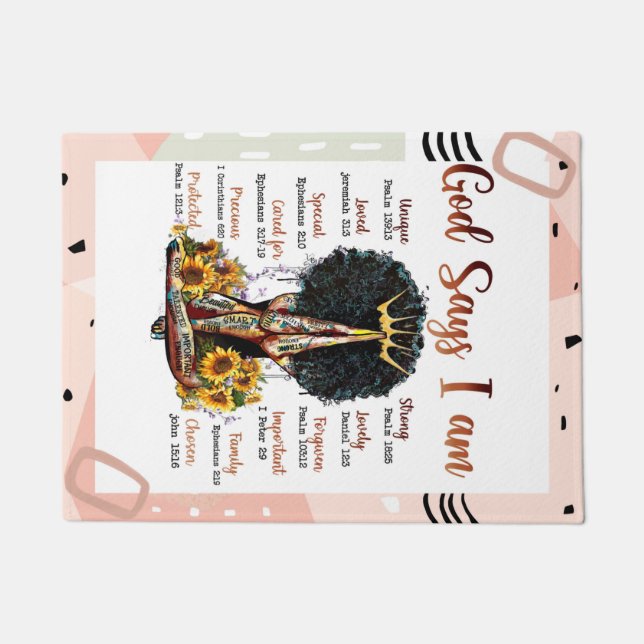 Felpudo Dios dice que soy cristiana Melanin Sista negra (Anverso)