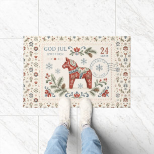 Felpudo Dios Jul nórdico Caballo de Navidad Dala sueco
