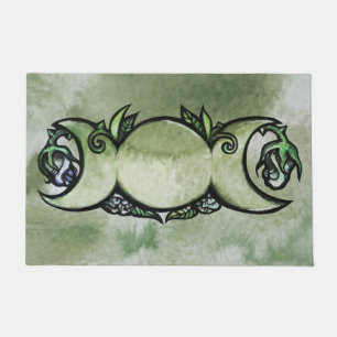 Felpudo Diosa Luna Triple Gaia Arte Bruja Verde      