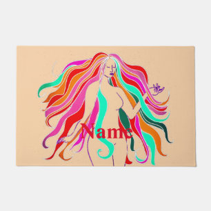 Felpudo Diosa multicolor de pelo largo Thunder_Cove
