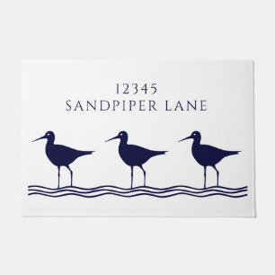 Felpudo Dirección de Sandpipers azules de la Marina Blanca