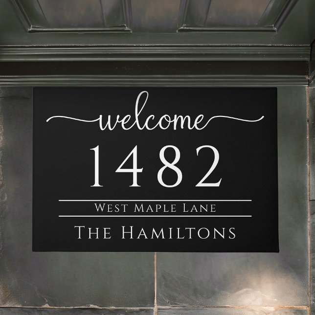 Felpudo Dirección personalizada de nombres de familia en b (Subido por el creador)