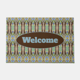 Felpudo Diseñador floral gris azul