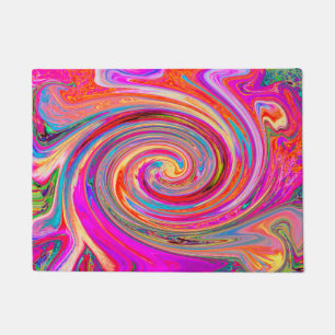 Felpudo Diseño abstracto de barrido arco iris colorido