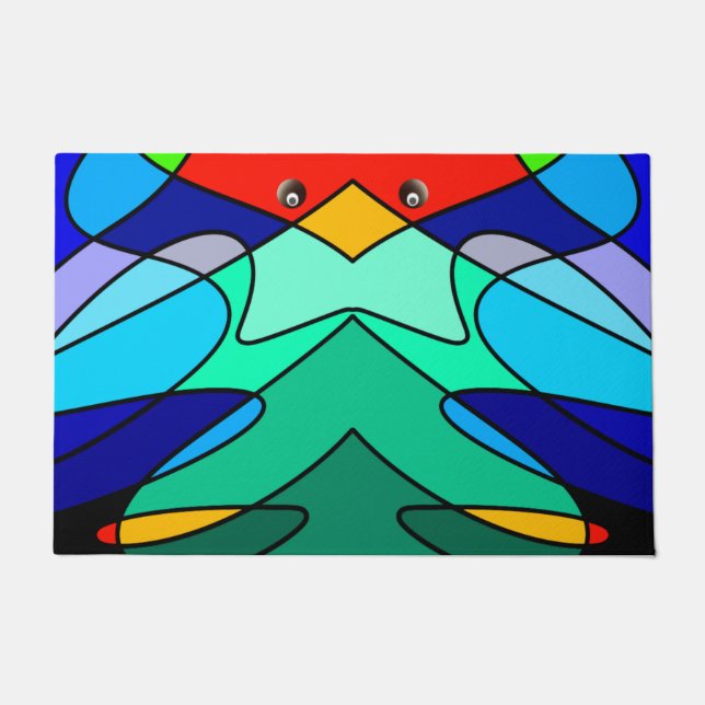 Felpudo Diseño abstracto del cardenal de vidrio templado (Anverso)