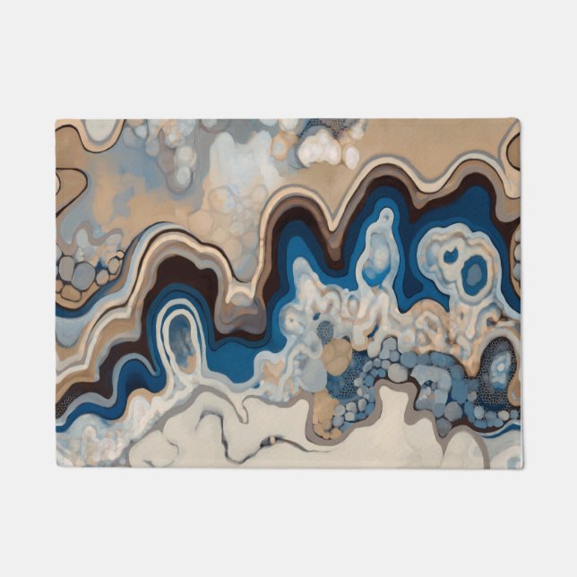 Felpudo Diseño abstracto, pintura moderna, olas, líneas (Anverso)