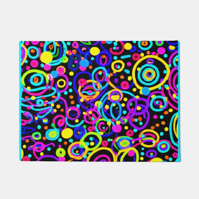 Felpudo Diseño artístico del patrón de neón vibrante (Anverso)