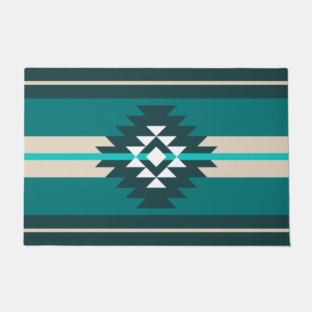 Felpudo Diseño azteca de color turquesa (Anverso)
