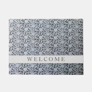 Felpudo Diseño botánico blanco sobre la manta de puerta gr