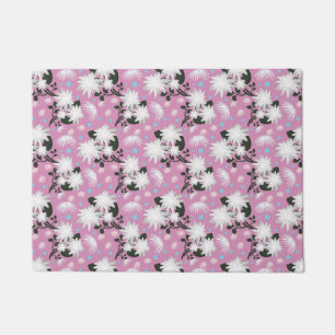 Felpudo Diseño Botánico de Patrón Floral Blanco Elegante
