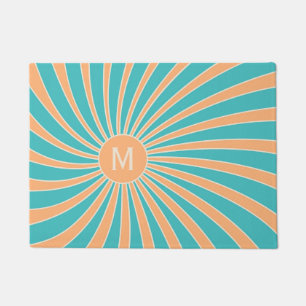 Felpudo Diseño de arrebatos de sol de estilo retro color t