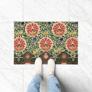 Felpudo Diseño de Arte Floral Loto Rojo Chinoiserie de Owe