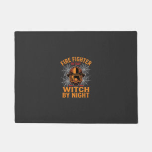 Felpudo Diseño de bruja de Halloween para bomberos