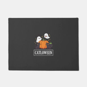 Felpudo Diseño de calabaza fantasma de gato divertido de C