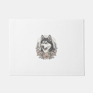Felpudo Diseño de camisa de retrato floral Husky Vintage_1