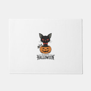 Felpudo Diseño de camiseta de calabaza de gato negro de Ha