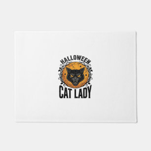 Felpudo Diseño de camiseta de gato negro vintage de la dam
