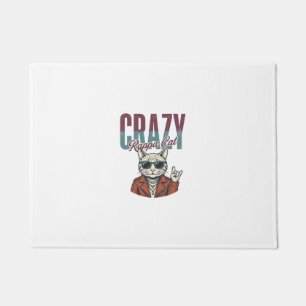 Felpudo Diseño de camiseta de grabado vintage de gato rapp